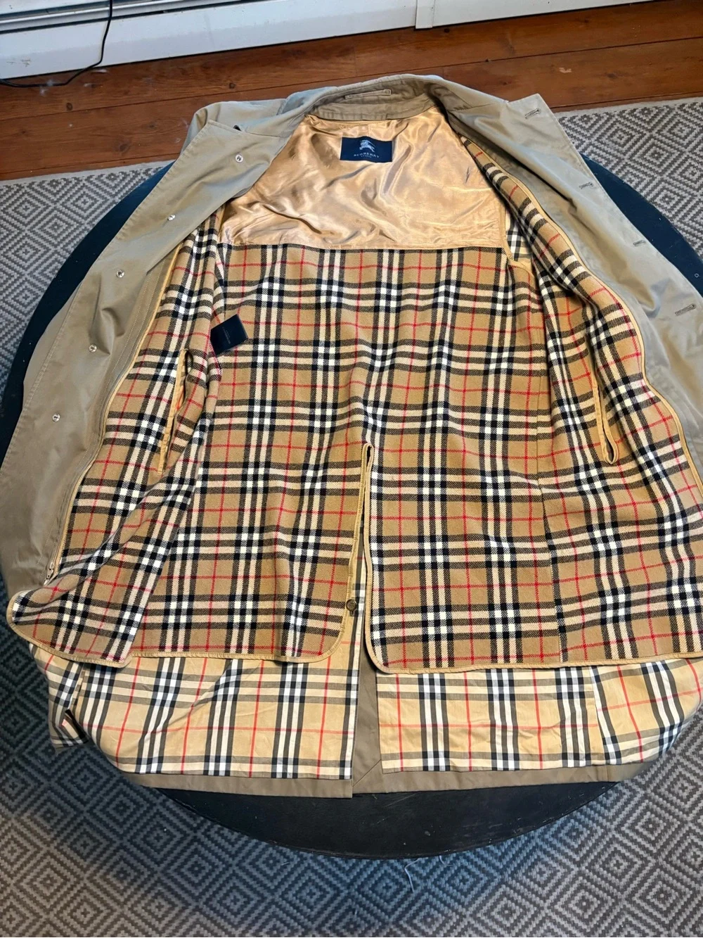 Burberry Khaki Men's Long Trench Coat